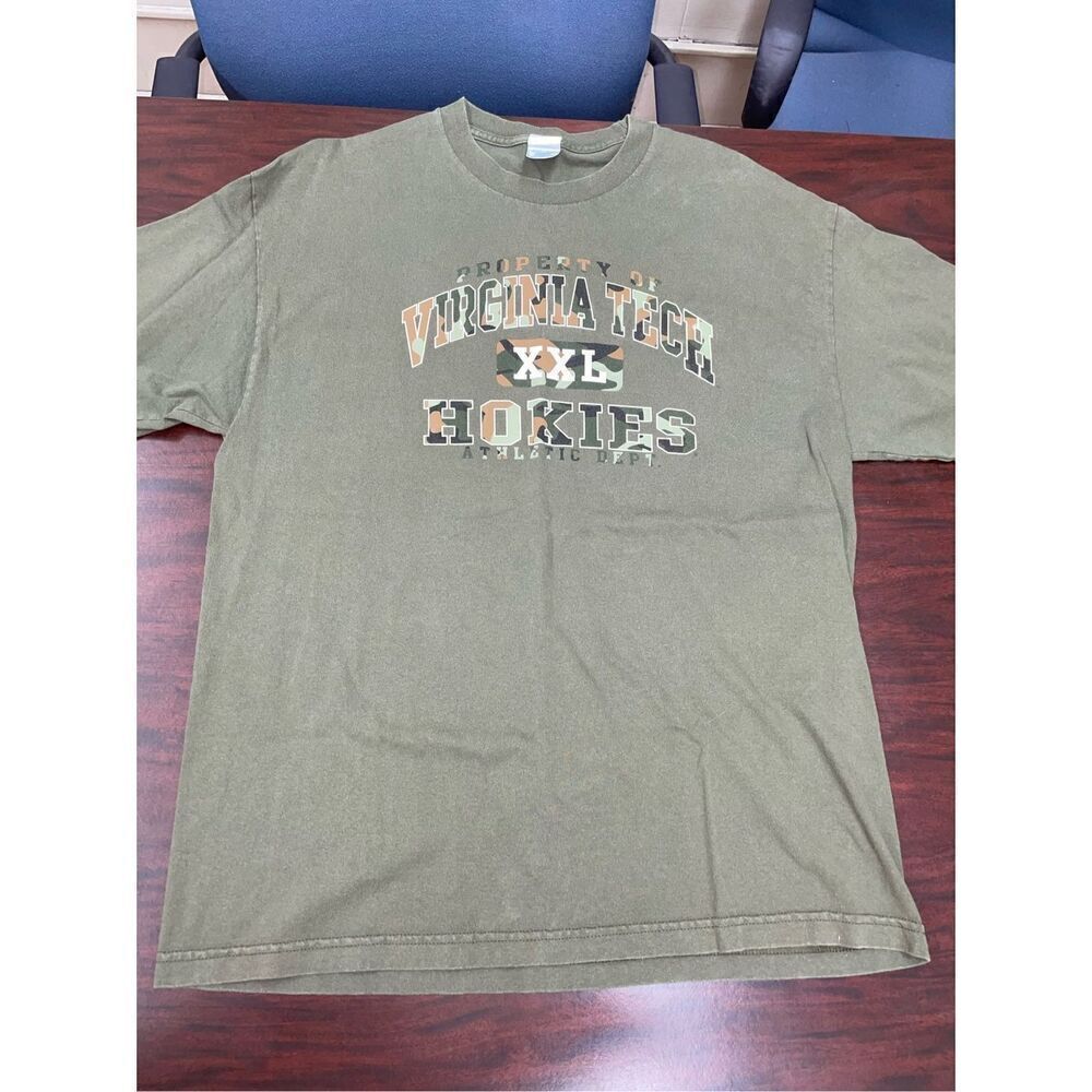 Virginia Tech Hokies Mens Green Camouflage Short Sleeve Tee Shirt Size X-Large